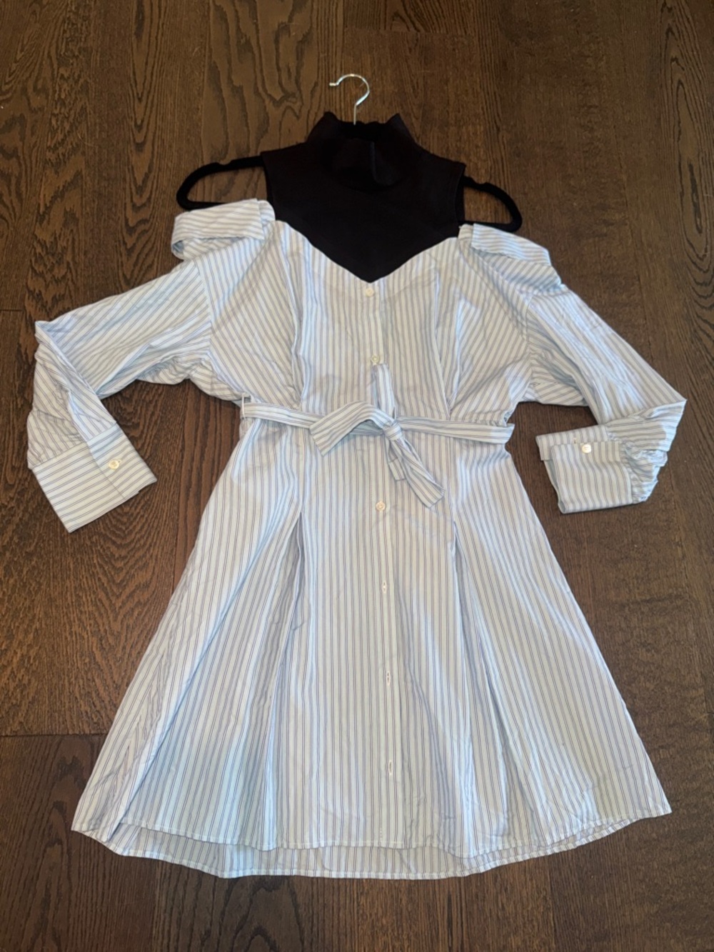 Maje - Striped trompe l'oeil shirt dress NWOT - Picture 4 of 10